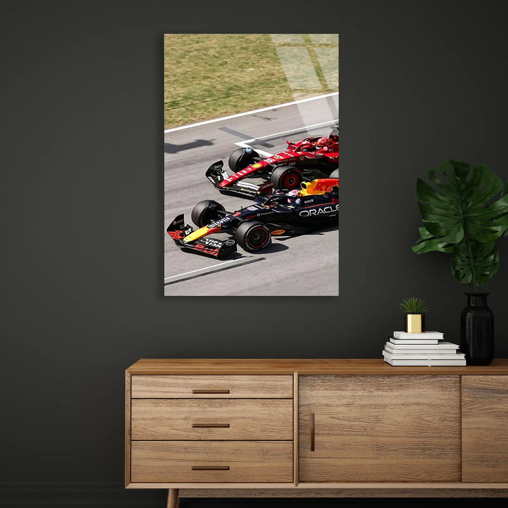 Red Bull İkili Yarış F1 Cam Tablo – Formula 1 Duvar Dekoru - DEG0850