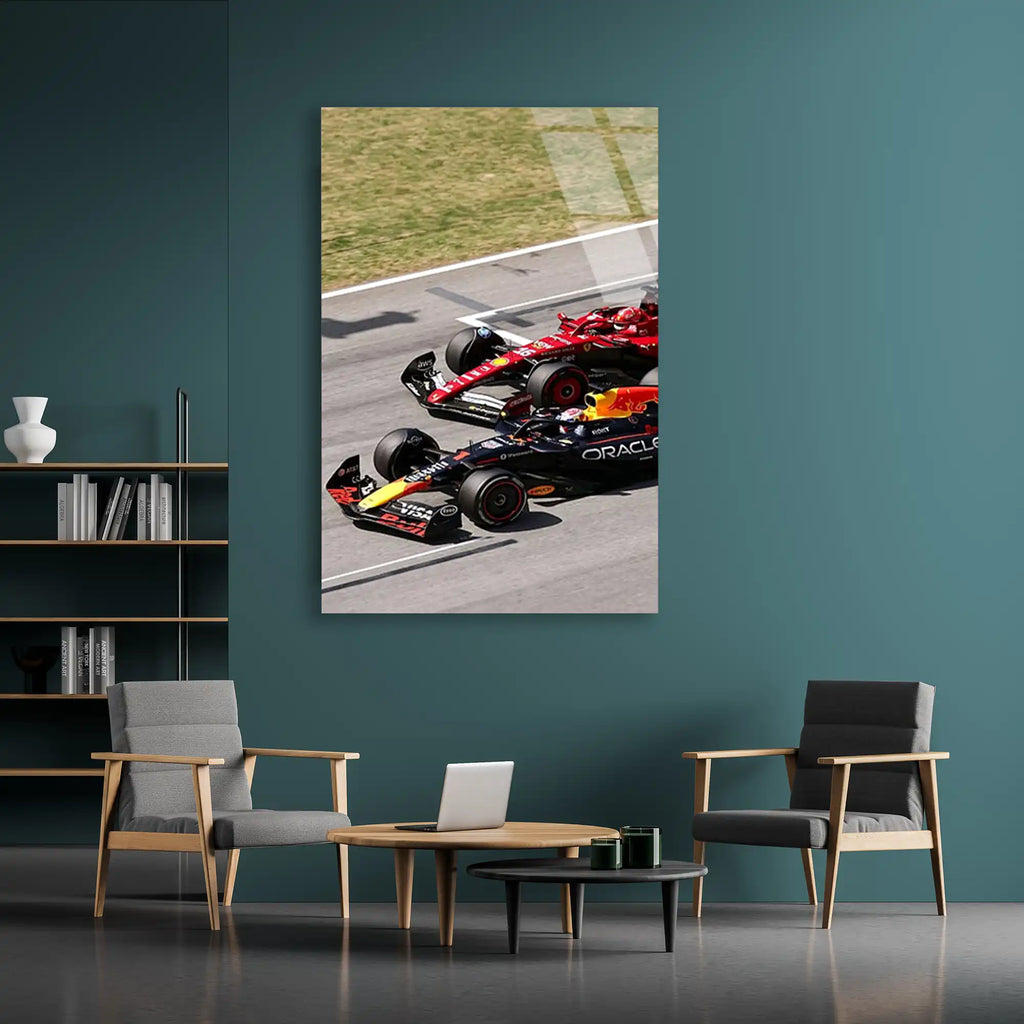 Red Bull İkili Yarış F1 Cam Tablo – Formula 1 Duvar Dekoru - DEG0850