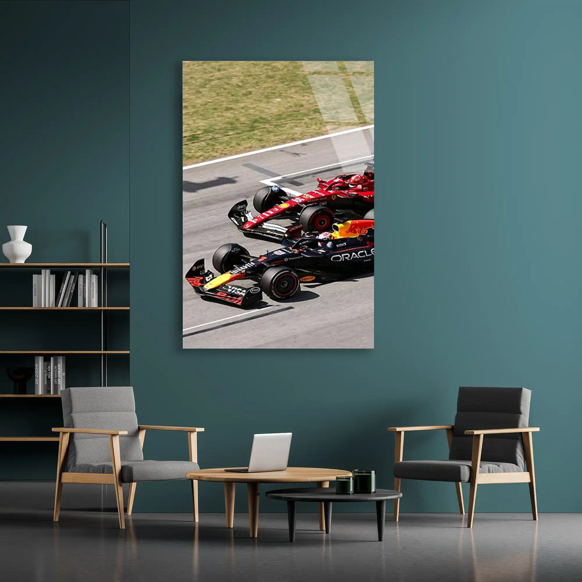 Red Bull İkili Yarış F1 Cam Tablo – Formula 1 Duvar Dekoru - DEG0850