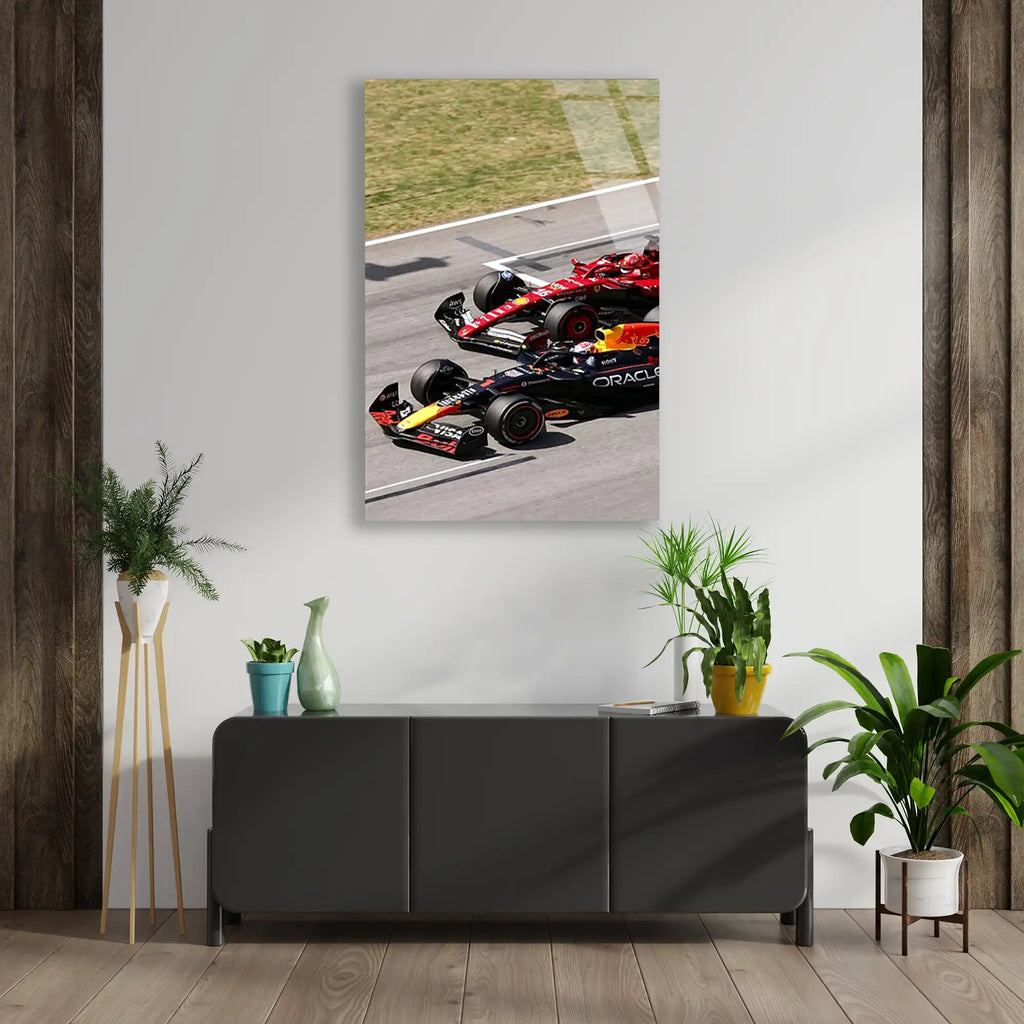Red Bull İkili Yarış F1 Cam Tablo – Formula 1 Duvar Dekoru - DEG0850
