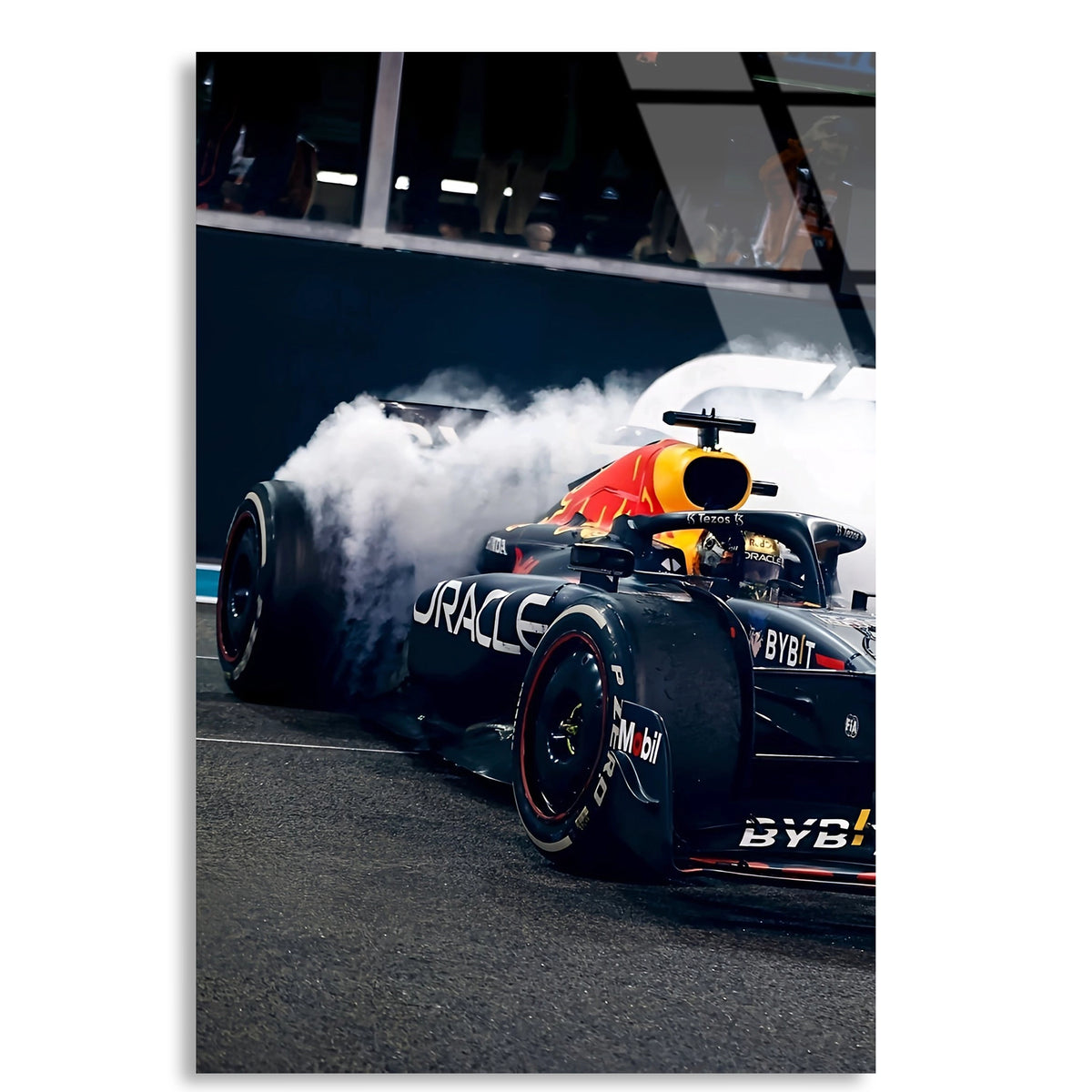 Red Bull Lastik Yakma F1 Cam Tablo – Formula 1 Duvar Dekoru - DEG0881