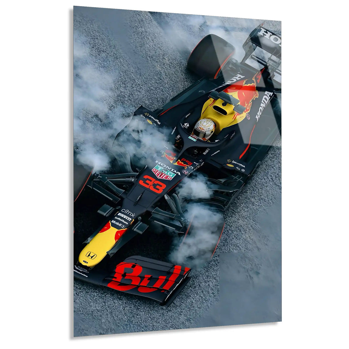 Red Bull Lastik Yakma F1 Cam Tablo – Formula 1 Duvar Dekoru - DEG0846