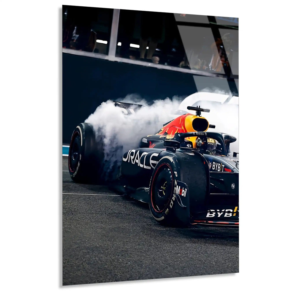 Red Bull Lastik Yakma F1 Cam Tablo – Formula 1 Duvar Dekoru - DEG0881