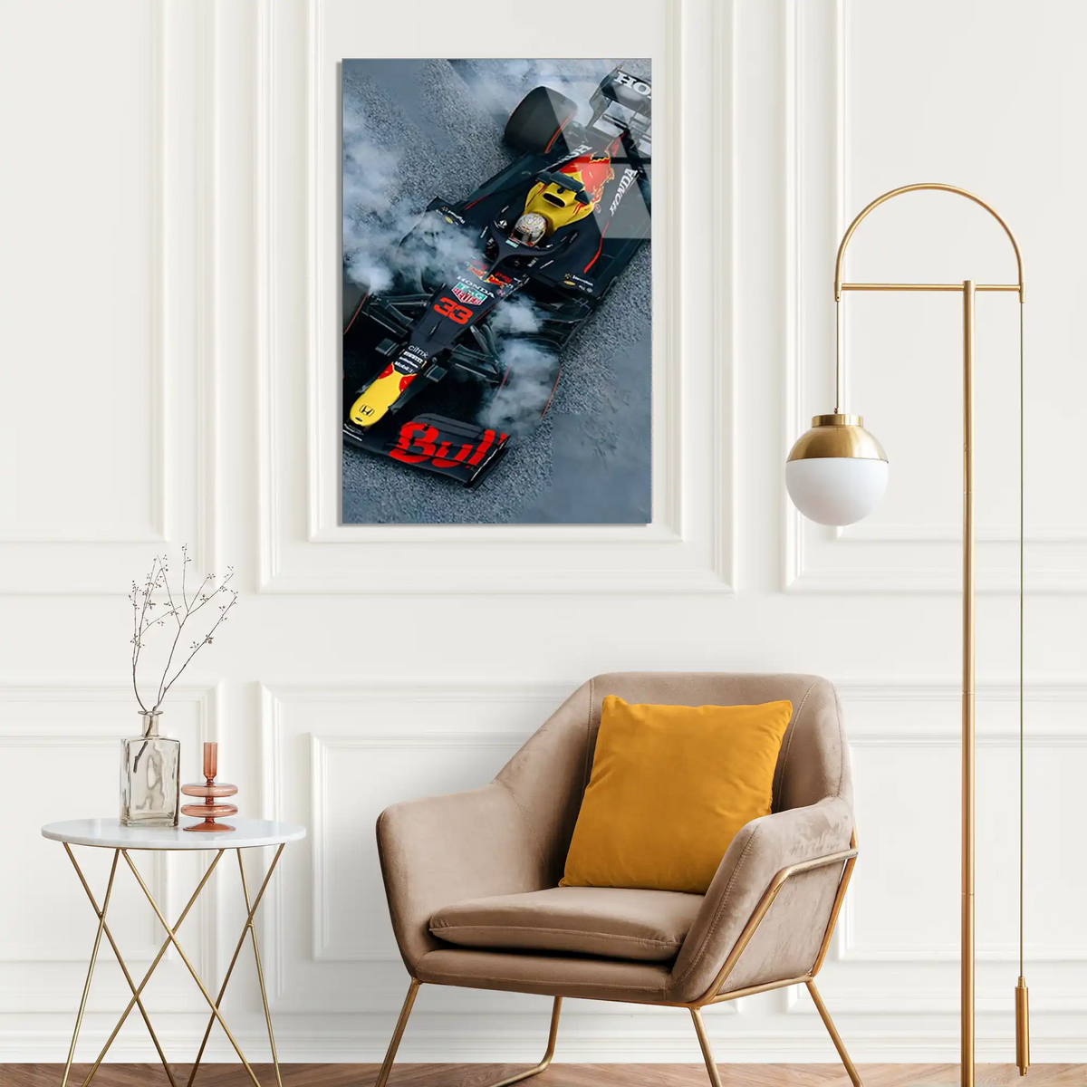 Red Bull Lastik Yakma F1 Cam Tablo – Formula 1 Duvar Dekoru - DEG0846