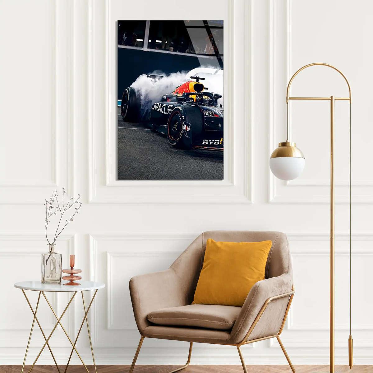 Red Bull Lastik Yakma F1 Cam Tablo – Formula 1 Duvar Dekoru - DEG0881