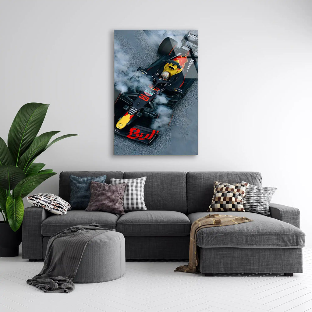 Red Bull Lastik Yakma F1 Cam Tablo – Formula 1 Duvar Dekoru - DEG0846