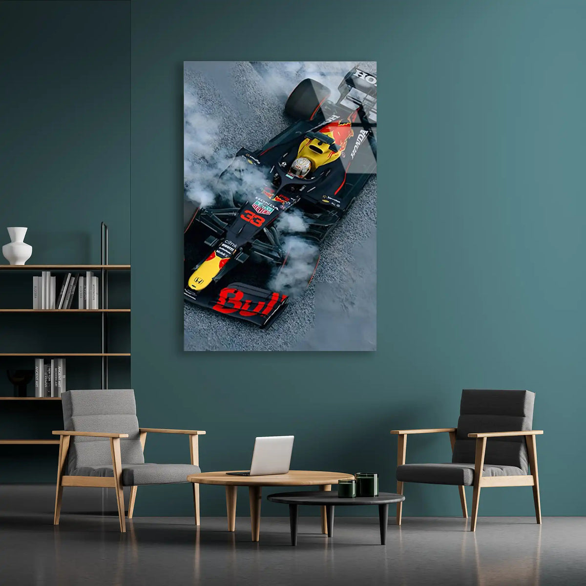 Red Bull Lastik Yakma F1 Cam Tablo – Formula 1 Duvar Dekoru - DEG0846