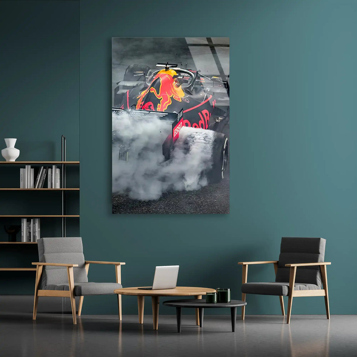 Red Bull Lastik Yakma F1 Cam Tablo – Formula 1 Duvar Dekoru - DEG0865