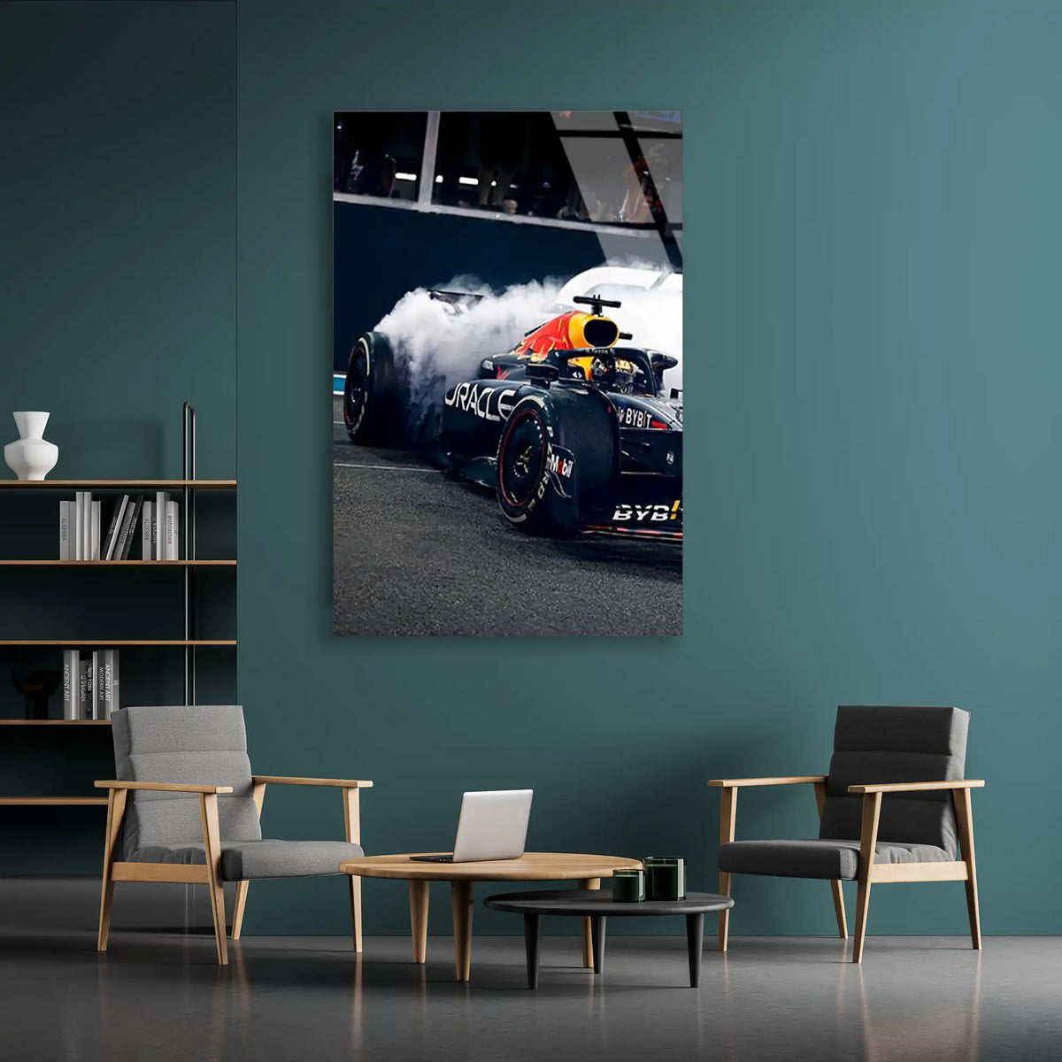 Red Bull Lastik Yakma F1 Cam Tablo – Formula 1 Duvar Dekoru - DEG0881