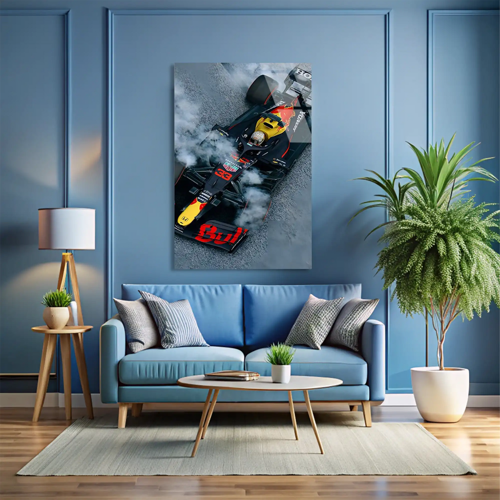 Red Bull Lastik Yakma F1 Cam Tablo – Formula 1 Duvar Dekoru - DEG0846