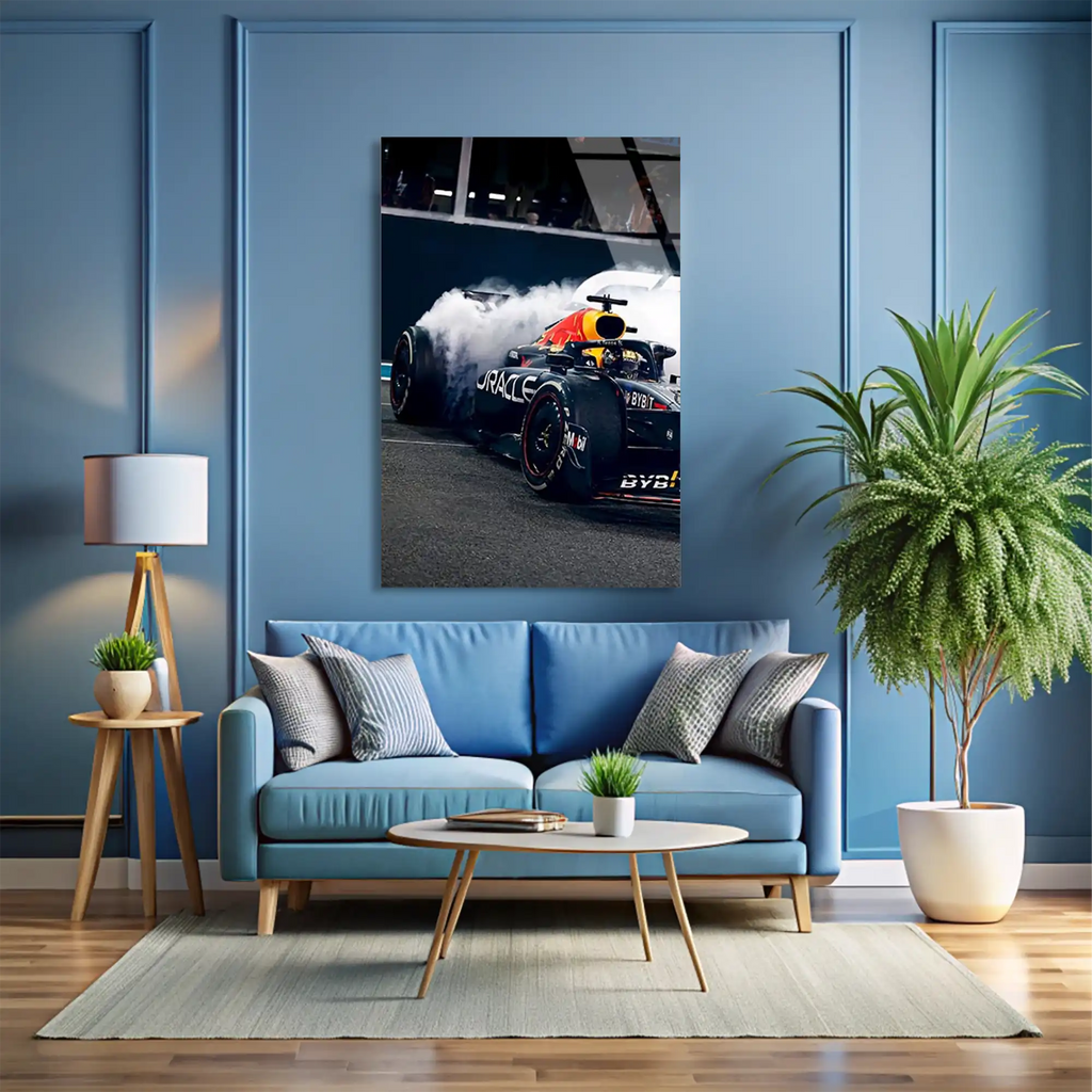 Red Bull Lastik Yakma F1 Cam Tablo – Formula 1 Duvar Dekoru - DEG0881