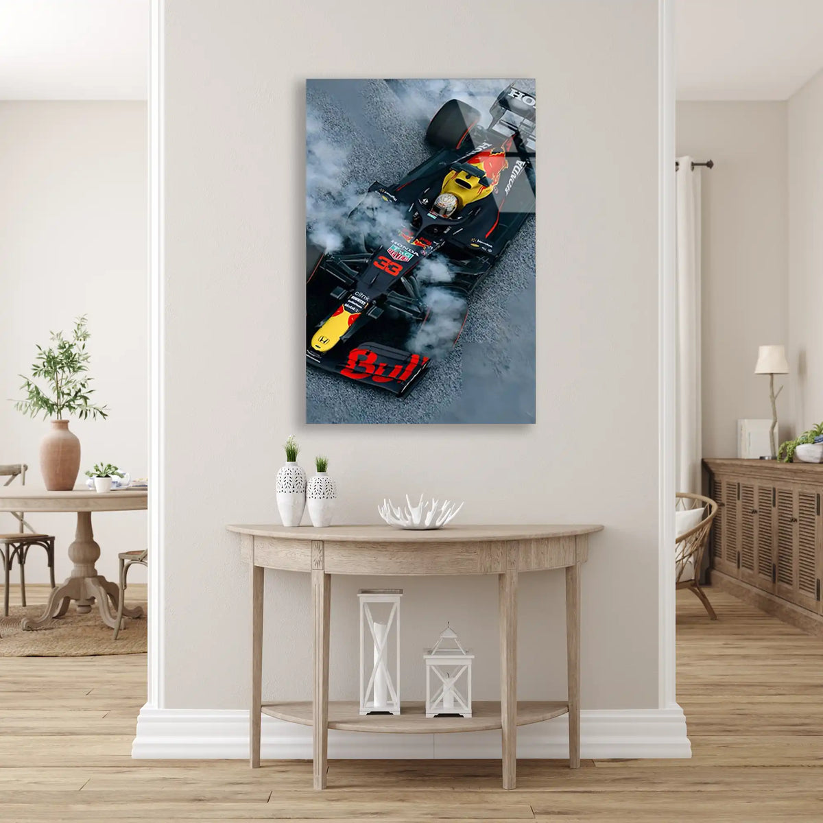 Red Bull Lastik Yakma F1 Cam Tablo – Formula 1 Duvar Dekoru - DEG0846