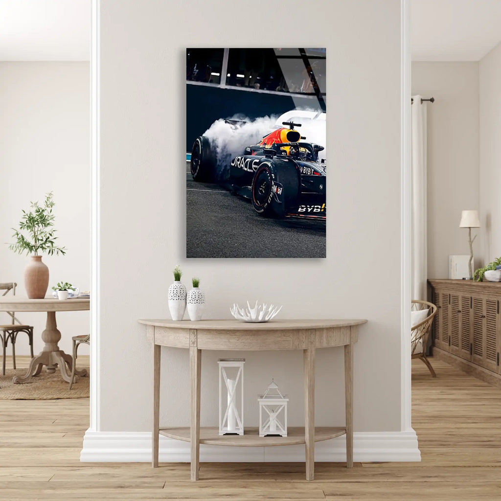 Red Bull Lastik Yakma F1 Cam Tablo – Formula 1 Duvar Dekoru - DEG0881
