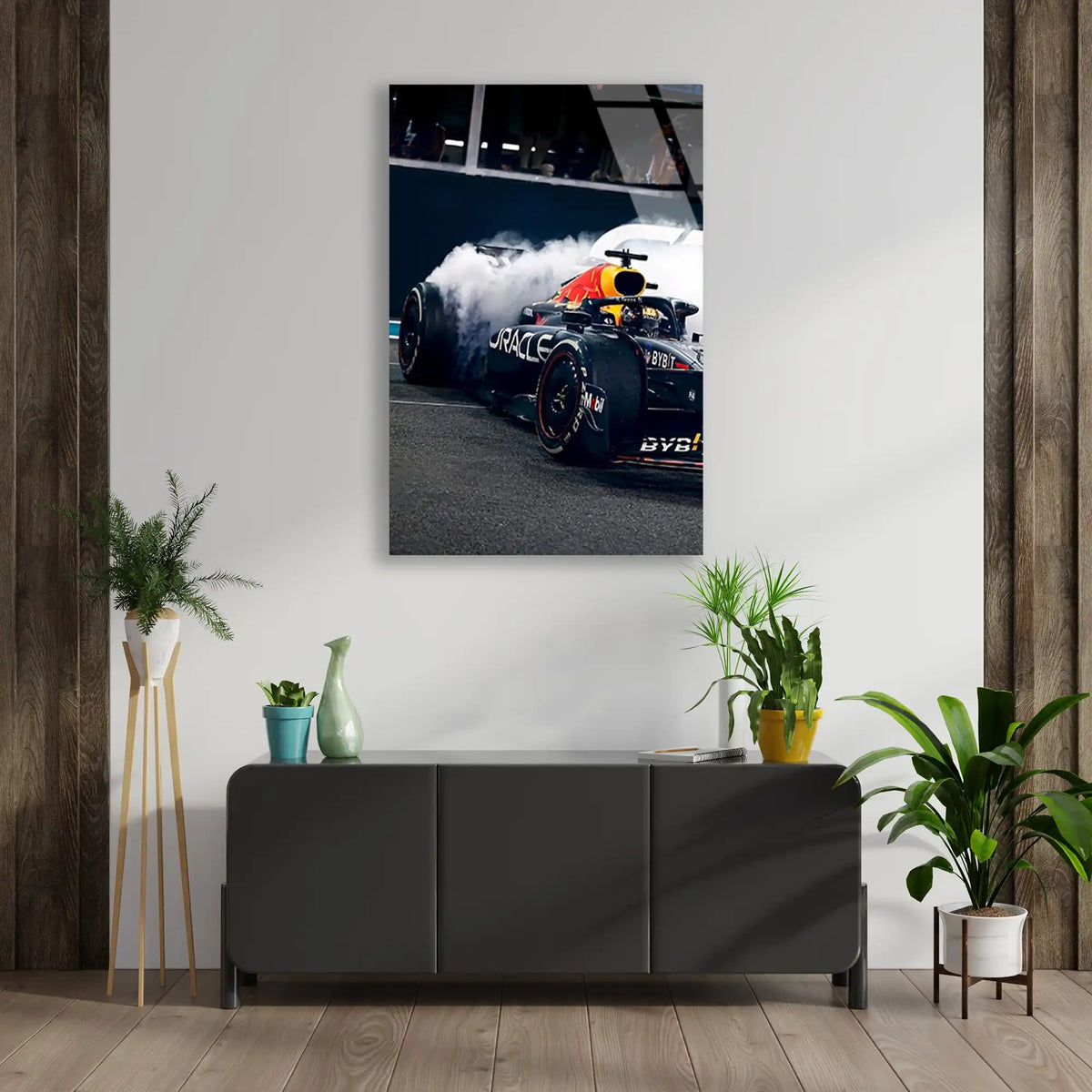 Red Bull Lastik Yakma F1 Cam Tablo – Formula 1 Duvar Dekoru - DEG0881