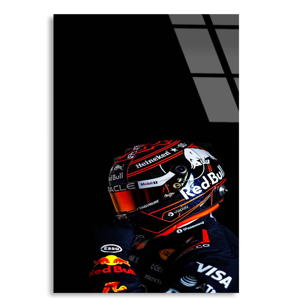Red Bull Pilot Kaskı F1 Cam Tablo – Formula 1 Duvar Dekoru - DEG0813
