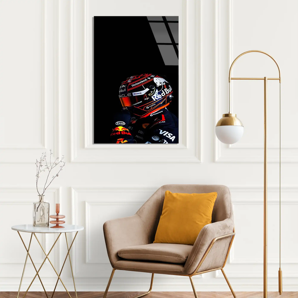 Red Bull Pilot Kaskı F1 Cam Tablo – Formula 1 Duvar Dekoru - DEG0813
