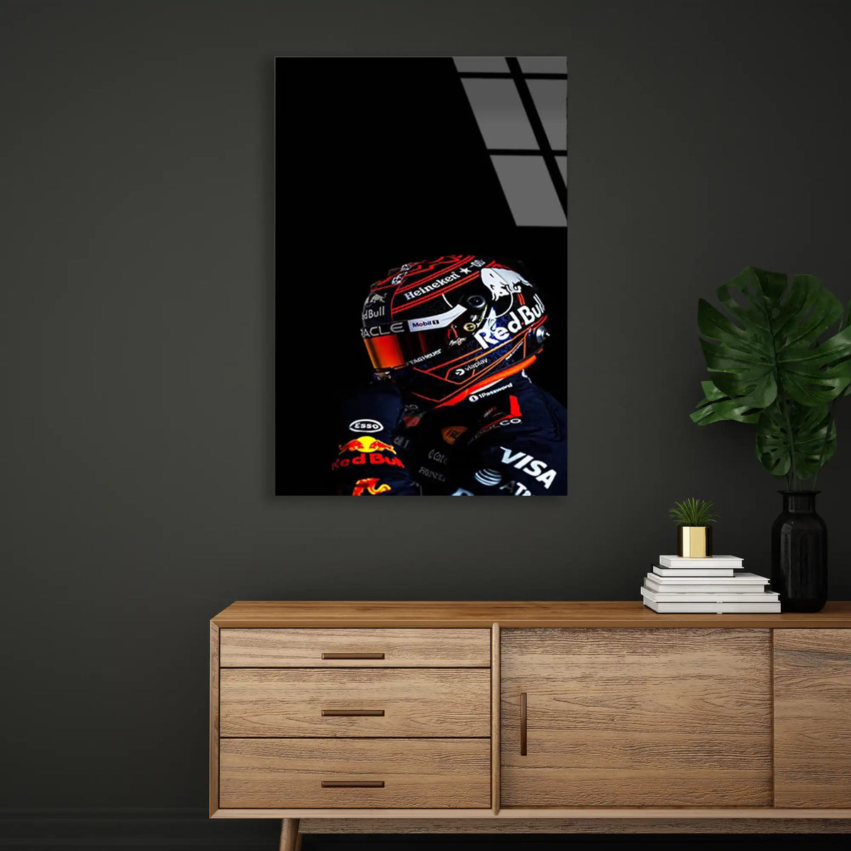Red Bull Pilot Kaskı F1 Cam Tablo – Formula 1 Duvar Dekoru - DEG0813