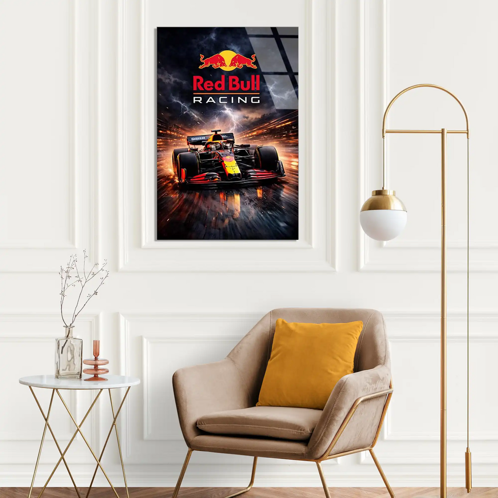 Red Bull Racing Şimşek Posteri F1 Cam Tablo – Formula 1 Duvar Dekoru - DEG0894