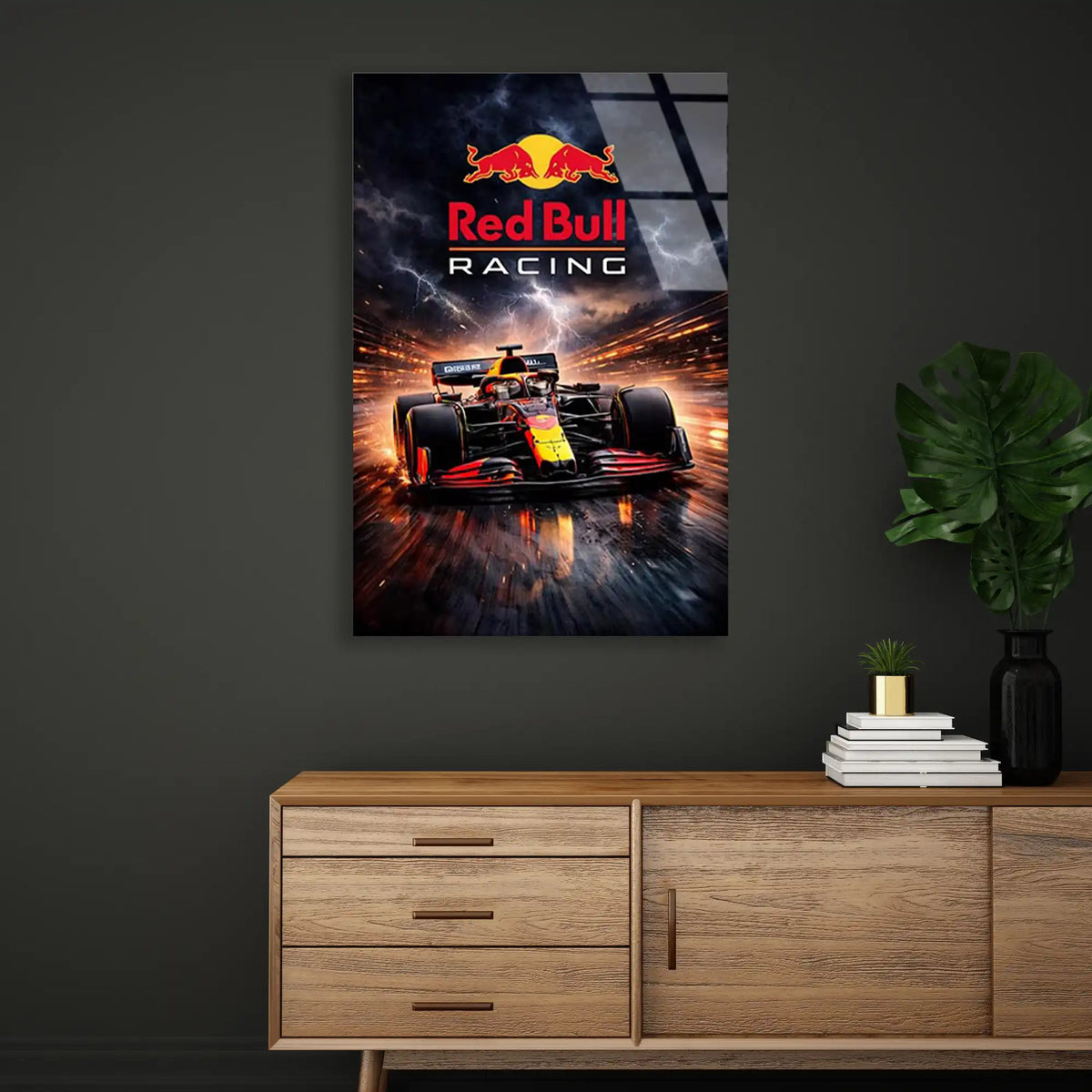 Red Bull Racing Şimşek Posteri F1 Cam Tablo – Formula 1 Duvar Dekoru - DEG0894