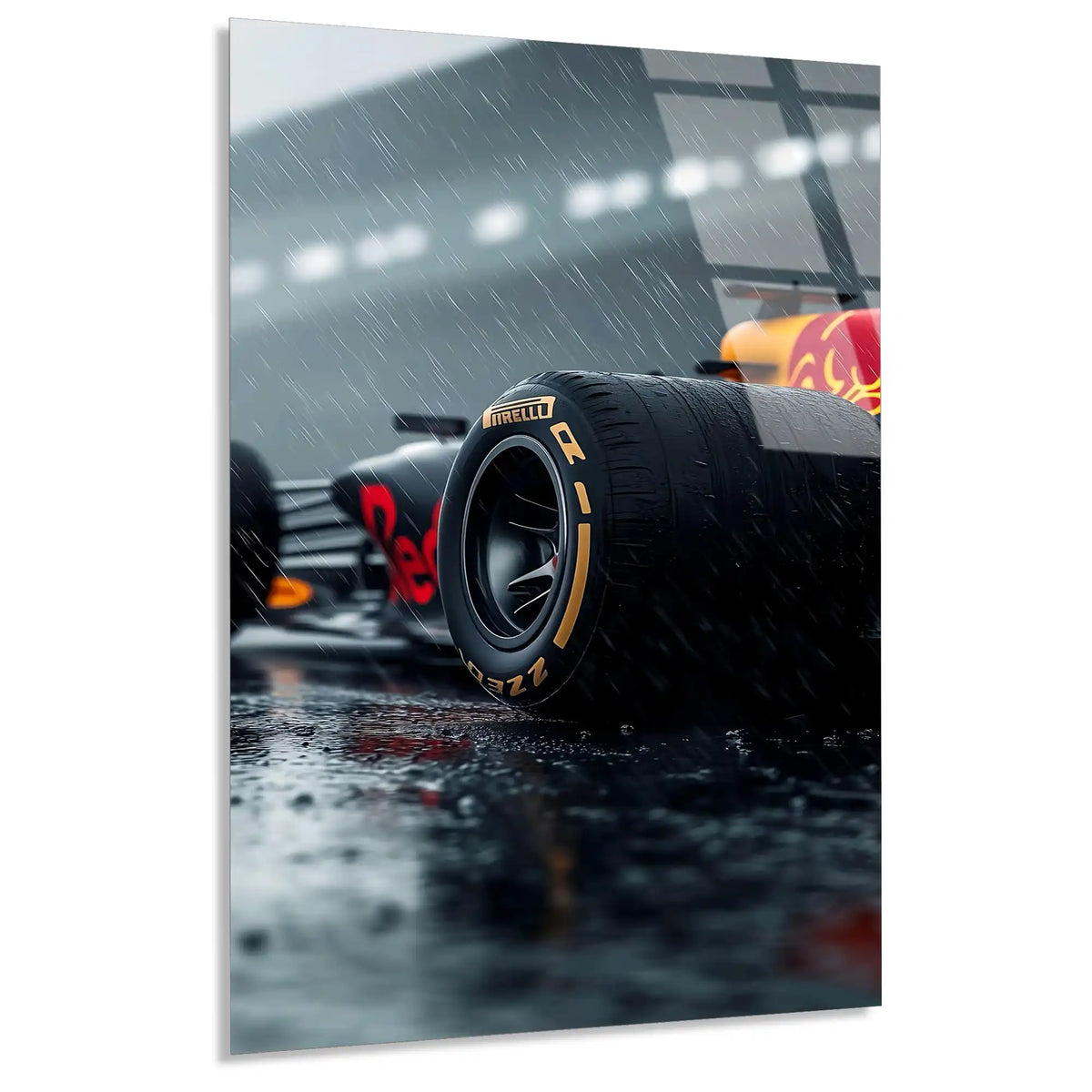 Red Bull Yağmur Yarışı F1 Cam Tablo – Formula 1 Duvar Dekoru - DEG0807