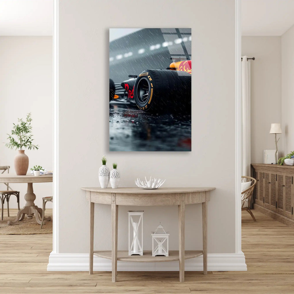 Red Bull Yağmur Yarışı F1 Cam Tablo – Formula 1 Duvar Dekoru - DEG0807