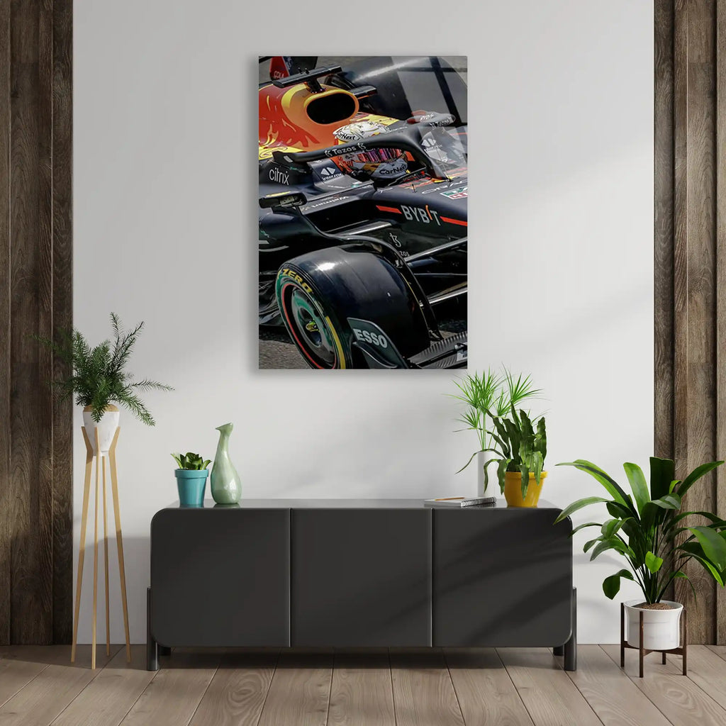 Red Bull Yan Görünüm F1 Cam Tablo – Formula 1 Duvar Dekoru - DEG0855