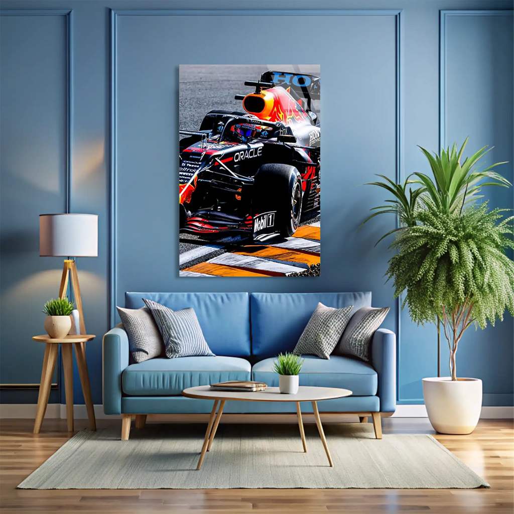 Red Bull Yarış Aracı F1 Cam Tablo – Formula 1 Duvar Dekoru - DEG0833
