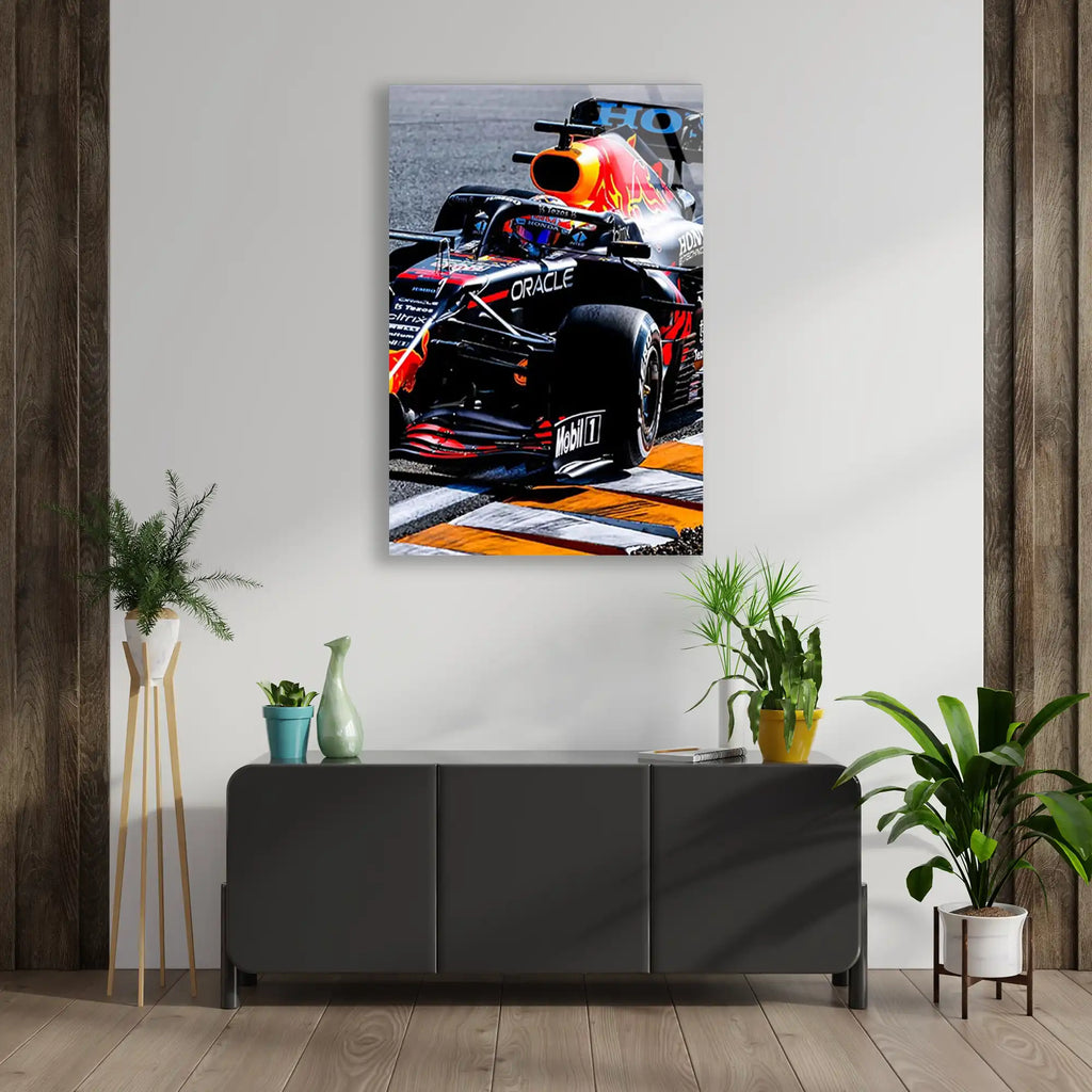 Red Bull Yarış Aracı F1 Cam Tablo – Formula 1 Duvar Dekoru - DEG0833