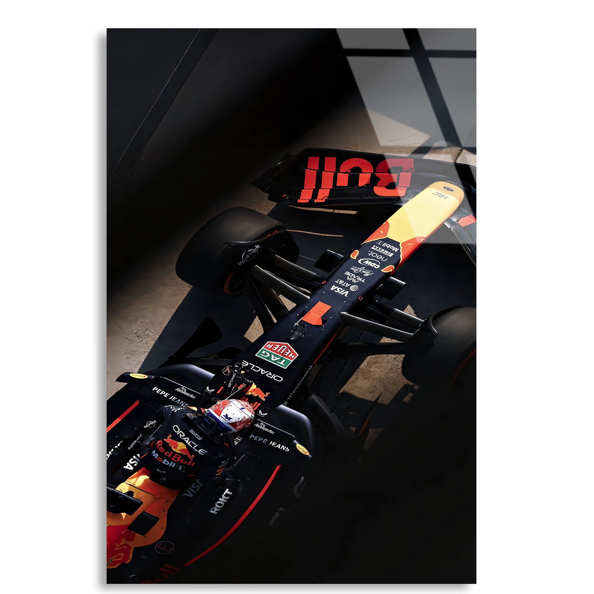 Red Bull Yarış Aracı Önden F1 Cam Tablo – Formula 1 Duvar Dekoru - DEG0808