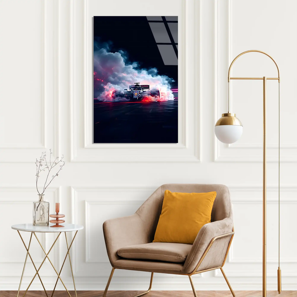Red Bull Zafer Dumanı F1 Cam Tablo – Formula 1 Duvar Dekoru - DEG0872