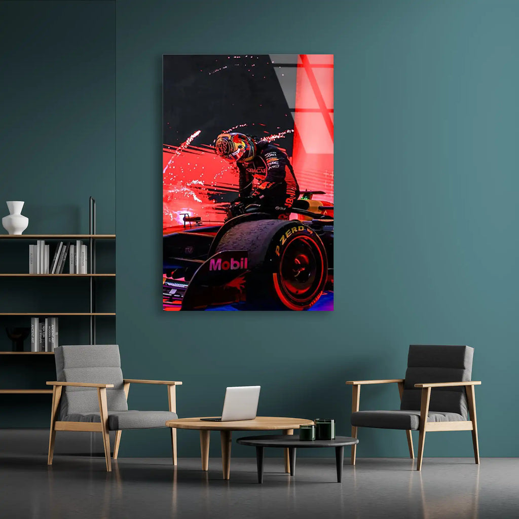Red Bull Zafer Kıvılcımı F1 Cam Tablo – Formula 1 Duvar Dekoru - DEG0877