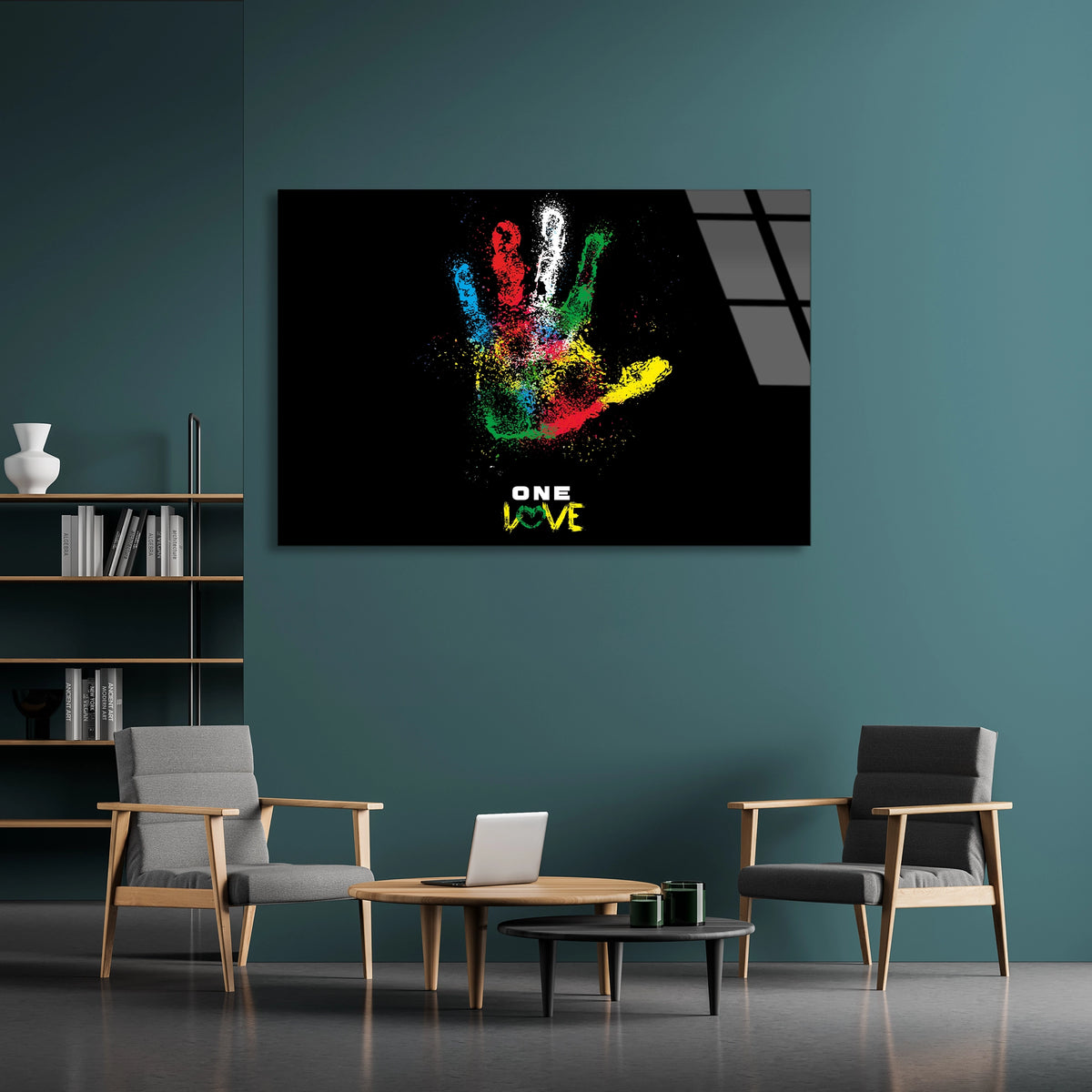 Renkli El İzi Cam Tablo