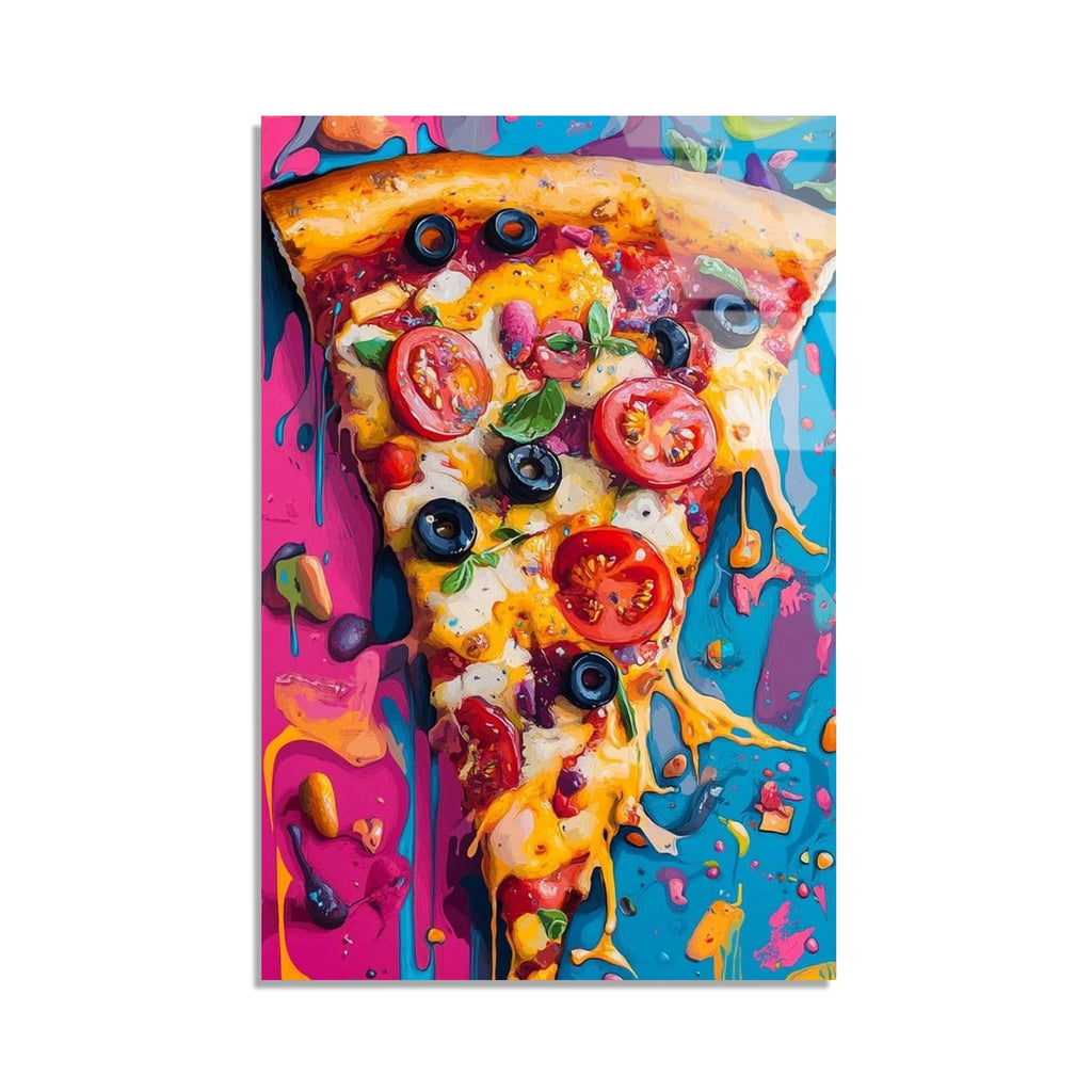 Renkli Pizza Dilimi Cam Tablo