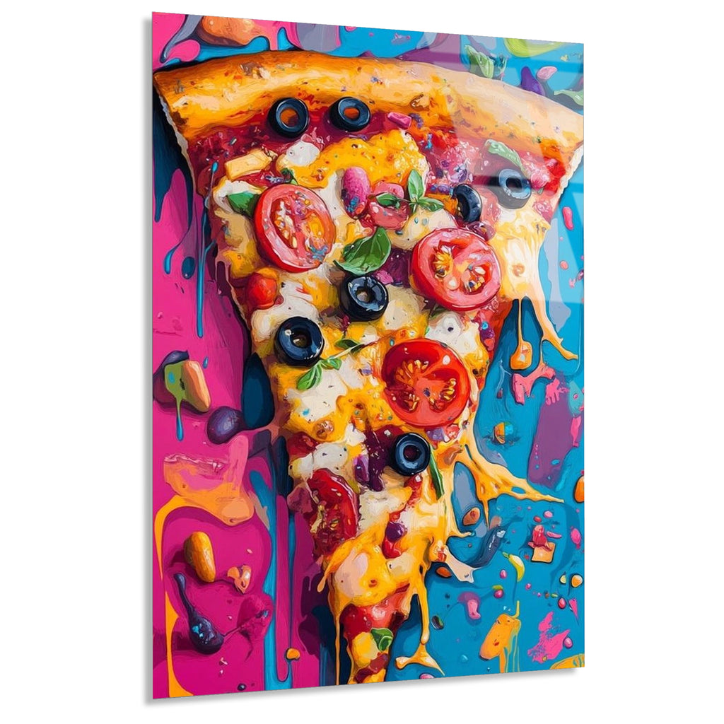 Renkli Pizza Dilimi Cam Tablo