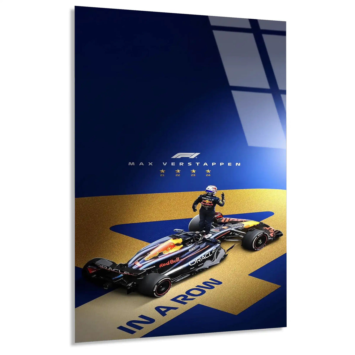 Şampiyon Posteri In A Row F1 Cam Tablo – Formula 1 Duvar Dekoru - DEG0851