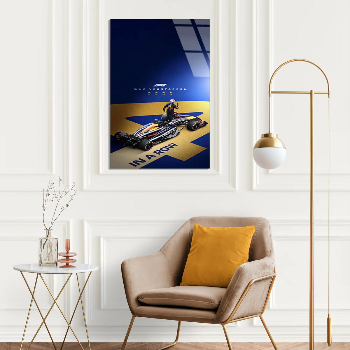 Şampiyon Posteri In A Row F1 Cam Tablo – Formula 1 Duvar Dekoru - DEG0851
