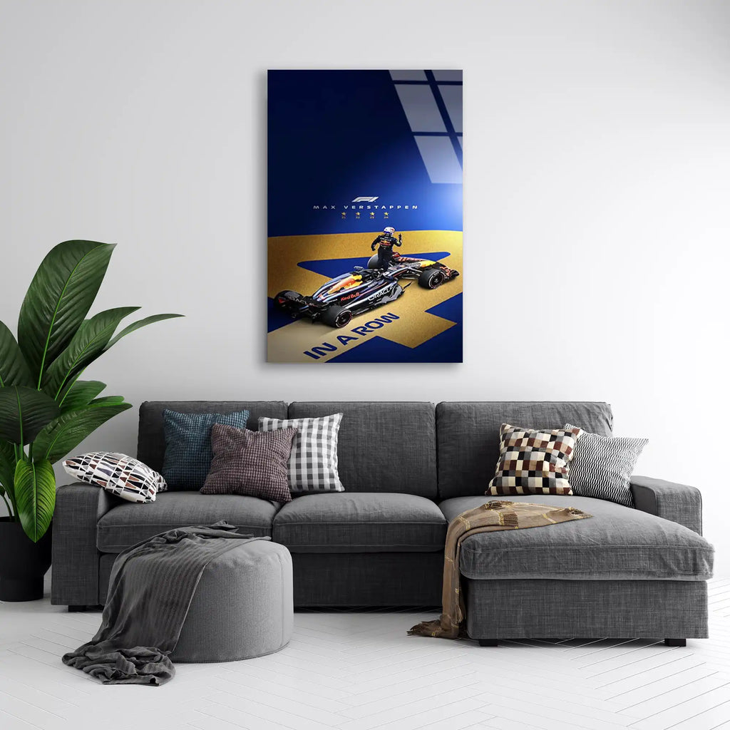 Şampiyon Posteri In A Row F1 Cam Tablo – Formula 1 Duvar Dekoru - DEG0851