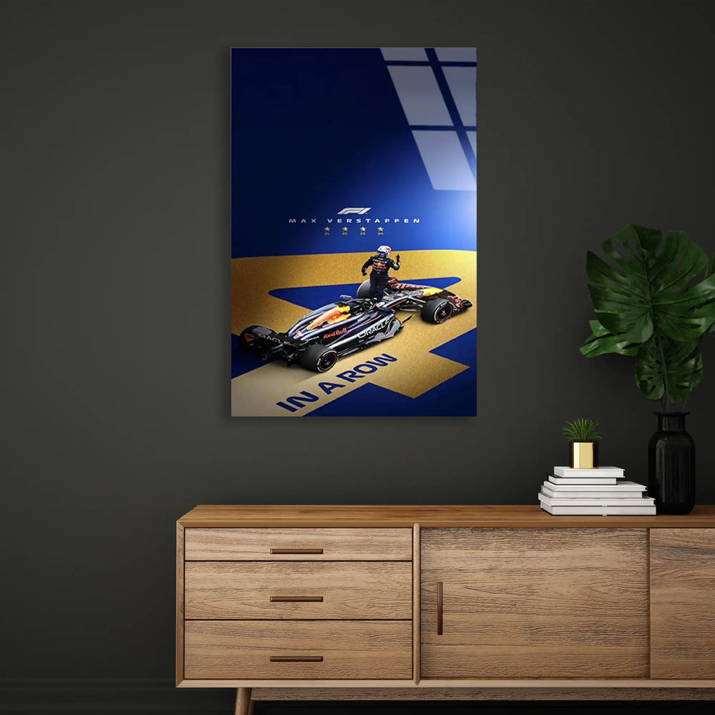 Şampiyon Posteri In A Row F1 Cam Tablo – Formula 1 Duvar Dekoru - DEG0851