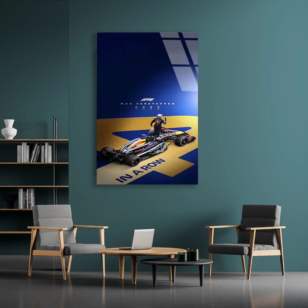Şampiyon Posteri In A Row F1 Cam Tablo – Formula 1 Duvar Dekoru - DEG0851