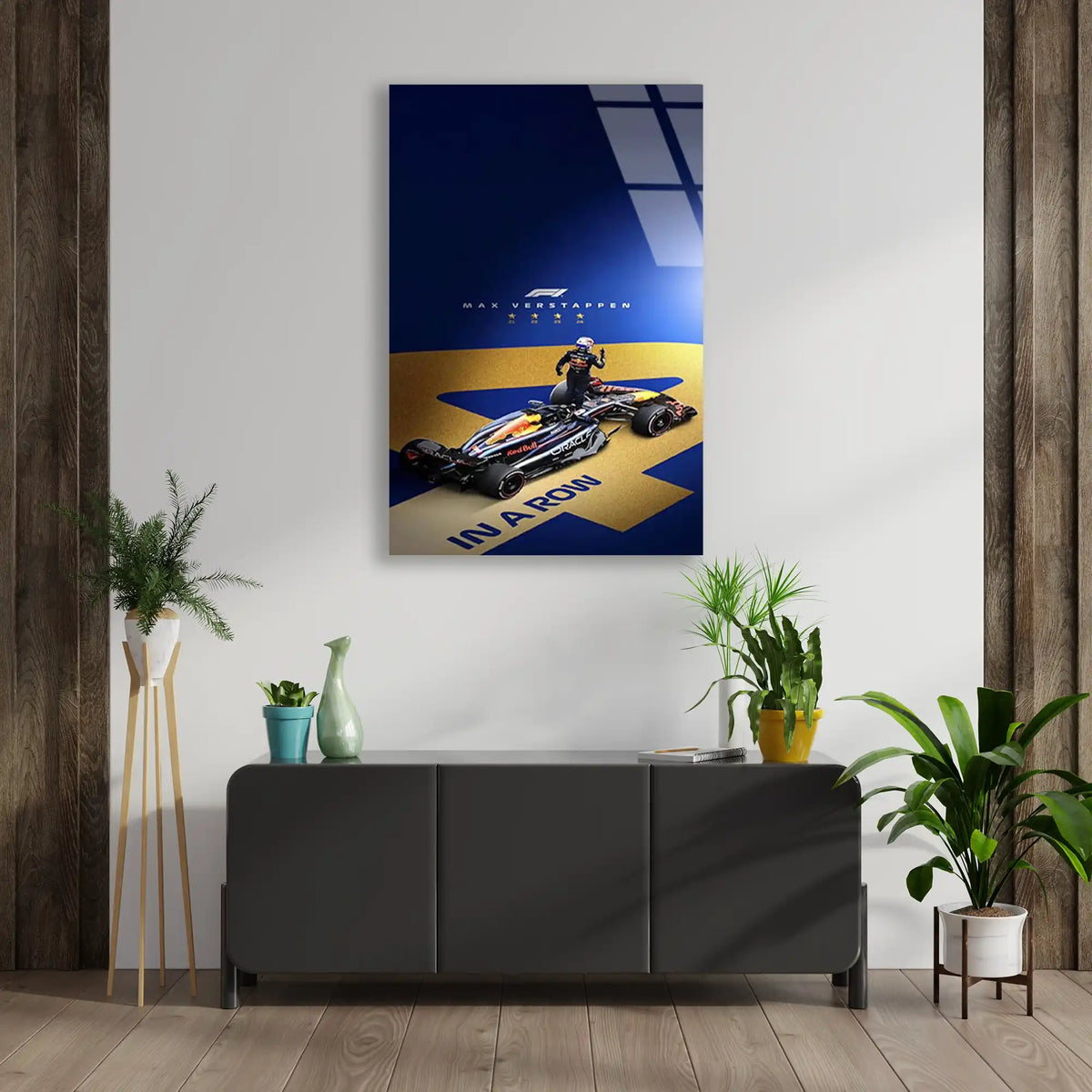Şampiyon Posteri In A Row F1 Cam Tablo – Formula 1 Duvar Dekoru - DEG0851