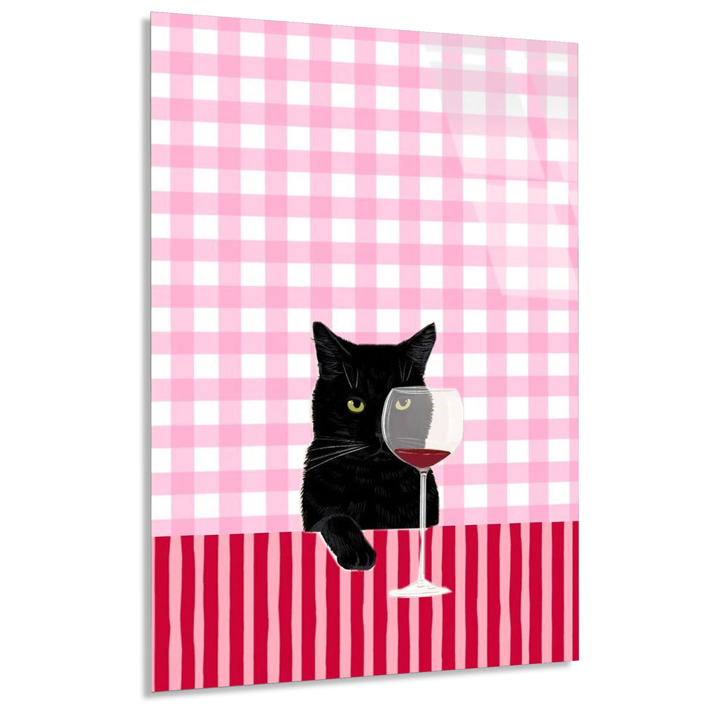 Sarapli Siyah Kedi Cam Tablo