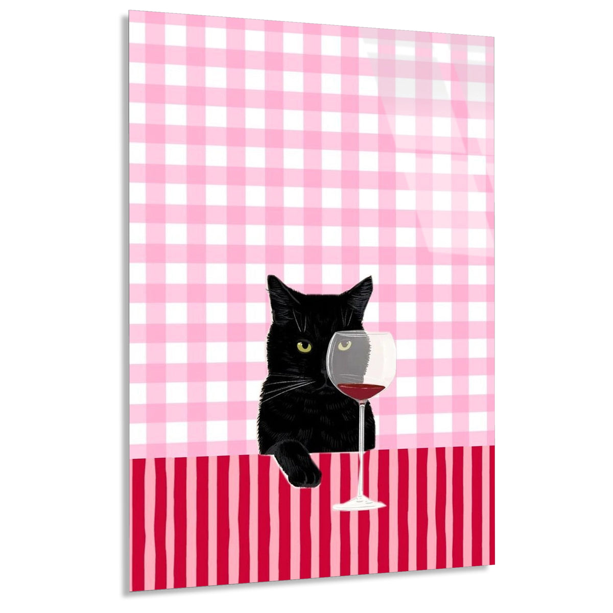 Sarapli Siyah Kedi Cam Tablo