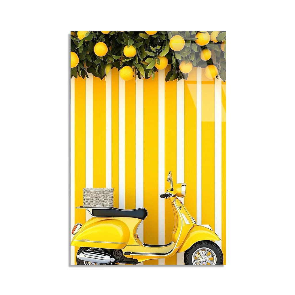 Sari Vespa Motosiklet Limon Cam Tablo