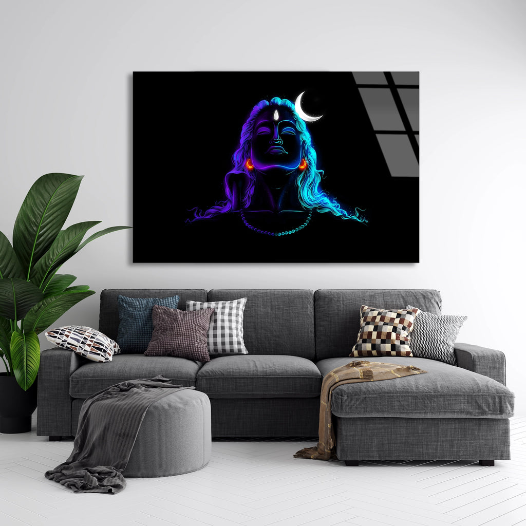 Shiva Neon Figürü Cam Tablo