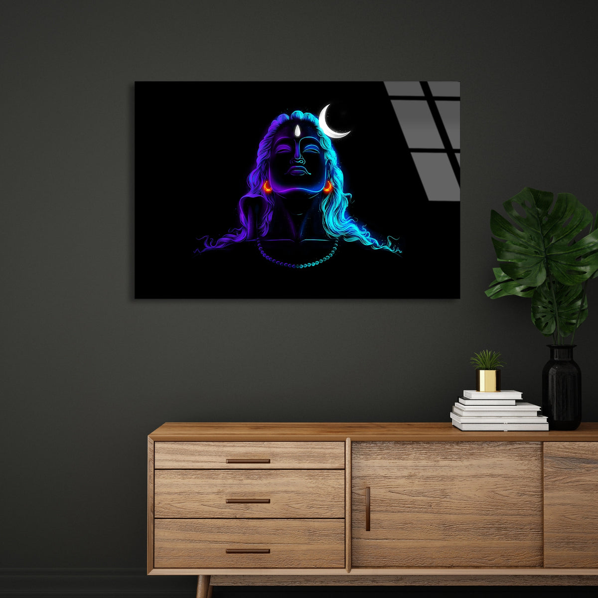 Shiva Neon Figürü Cam Tablo