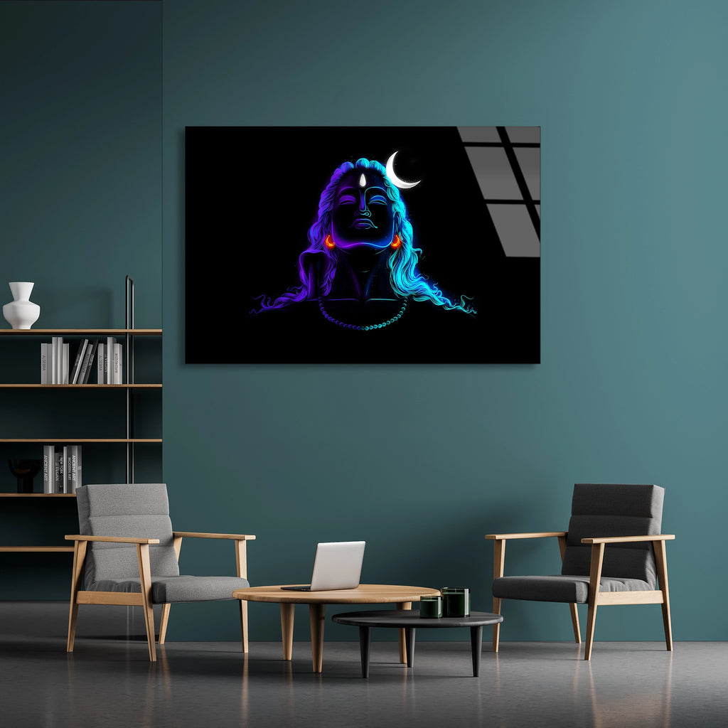 Shiva Neon Figürü Cam Tablo