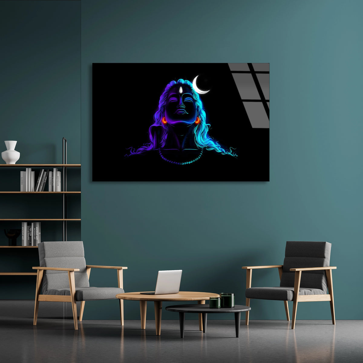 Shiva Neon Figürü Cam Tablo