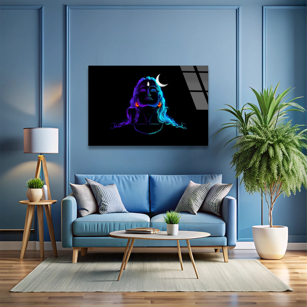 Shiva Neon Figürü Cam Tablo