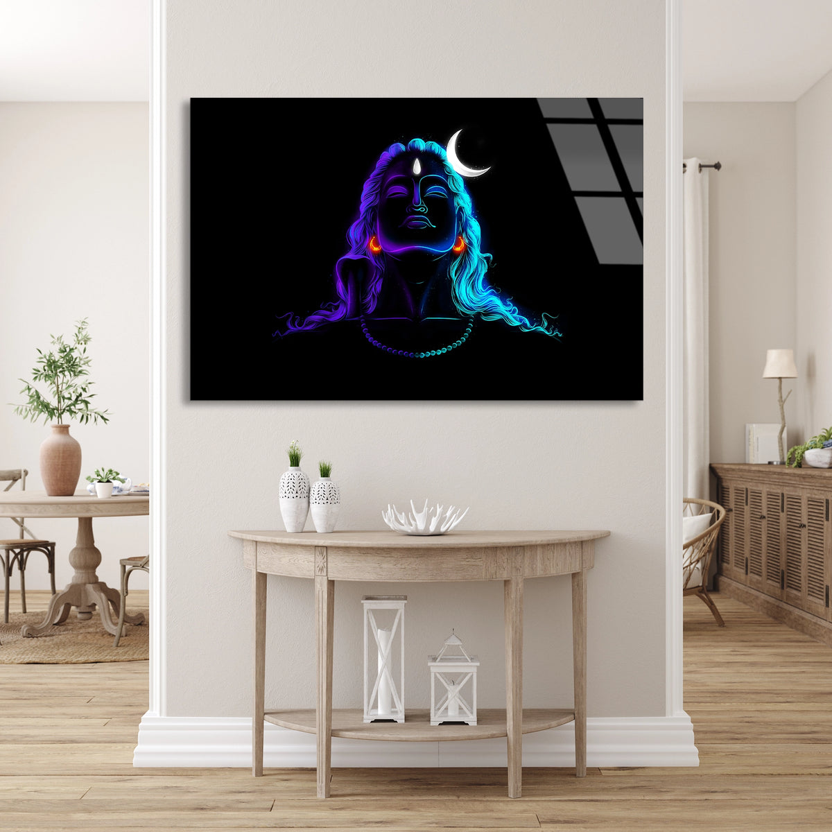 Shiva Neon Figürü Cam Tablo
