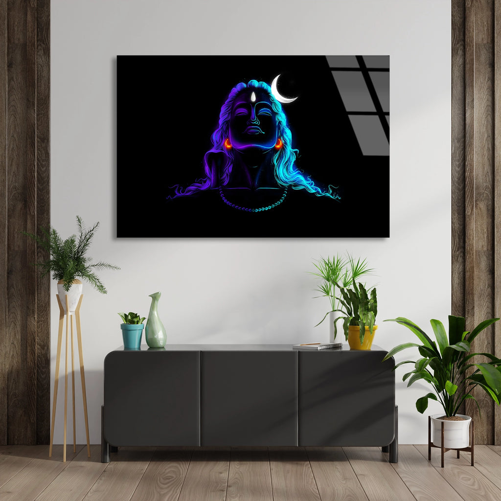 Shiva Neon Figürü Cam Tablo